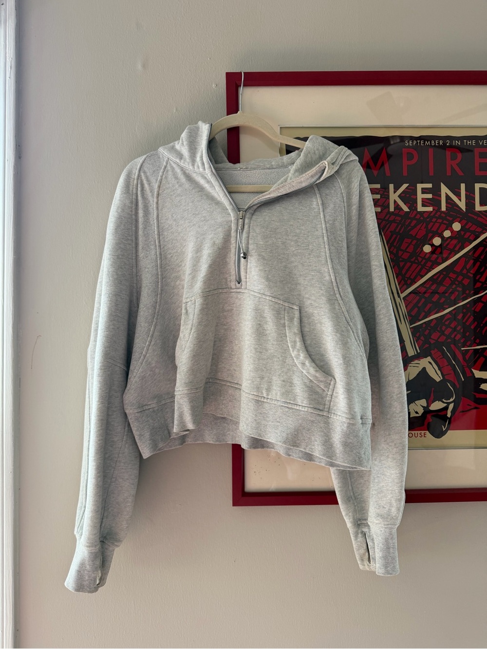 lululemon athletica Light Gray Cropped Half-Zip Hoodie